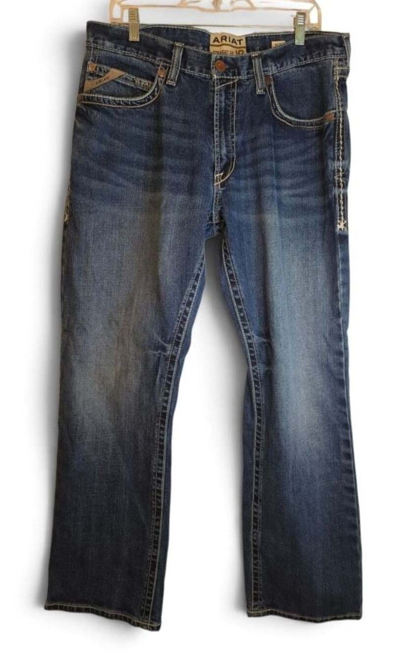 Ariat M5 Straight Fit Dark Wash Denim Jeans Men's 35x32
